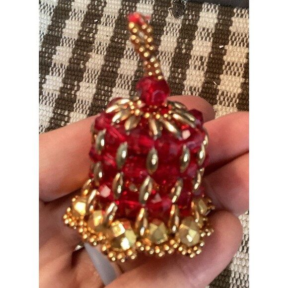 Vintage Sequin Beaded Push Pin Christmas Ornaments Handmade Balls Bells Tree - Picture 11 of 16